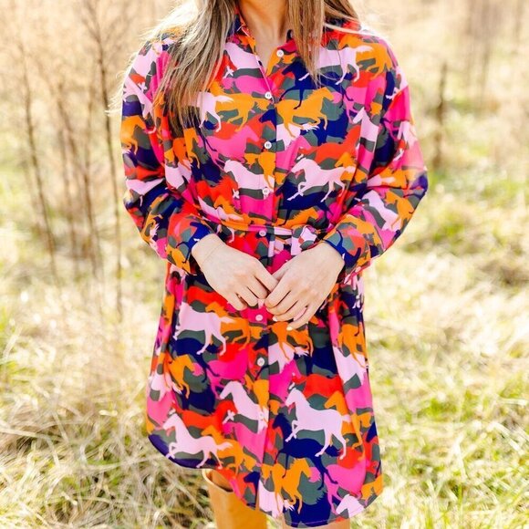 Ronan Dress in Mane Event Horse Print - Picture 2 of 6